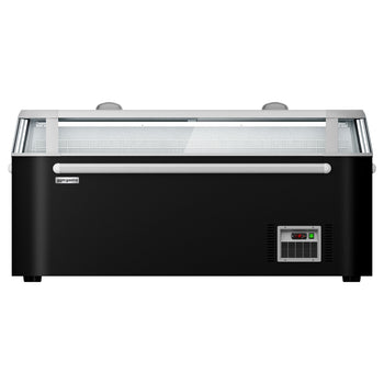 Supermarket – zamrażarka wyspowa – 1850 mm – 523 litrów – z 2 przesuwanymi drzwiami – czarna - Prime Gastro