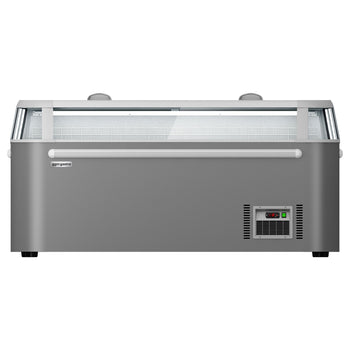 Supermarket – zamrażarka wyspowa – 1850 mm – 523 litrów – z 2 przesuwanymi drzwiami – szara - Prime Gastro