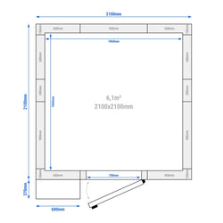 Komora mroźnicza – 2100 x 2100 mm – 6,1 m³ – wraz z agregatem chłodniczym i kurtyną lamelową