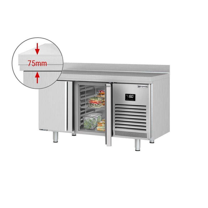 Stół mroźniczy PREMIUM PLUS - 1468x700 mm - z 2 drzwiami i panelem tylnym