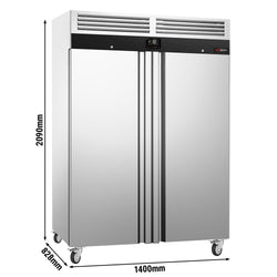 Commercial Upright Freezer Stainless steel PREMIUM - GN 2/1 - 1350 litres - with 2 doors