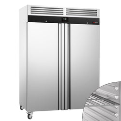 Commercial Upright Freezer Stainless steel PREMIUM - GN 2/1 - 1350 litres - with 2 doors