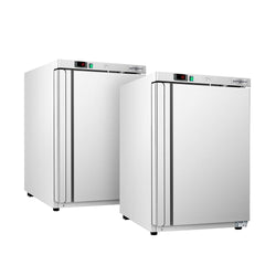 (2 sztuki) Mini zamrażarka magazynowa ze stali nierdzewnej ECO – 200 litrów – z 1 drzwiami – wnętrze drzwi z tworzywa sztucznego