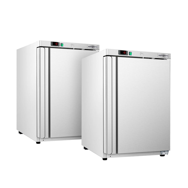 (2 sztuki) Mini zamrażarka magazynowa ze stali nierdzewnej ECO – 200 litrów – z 1 drzwiami – wnętrze drzwi z tworzywa sztucznego