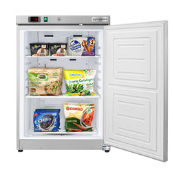 (2 sztuki) Mini zamrażarka magazynowa ze stali nierdzewnej ECO – 200 litrów – z 1 drzwiami – wnętrze drzwi z tworzywa sztucznego