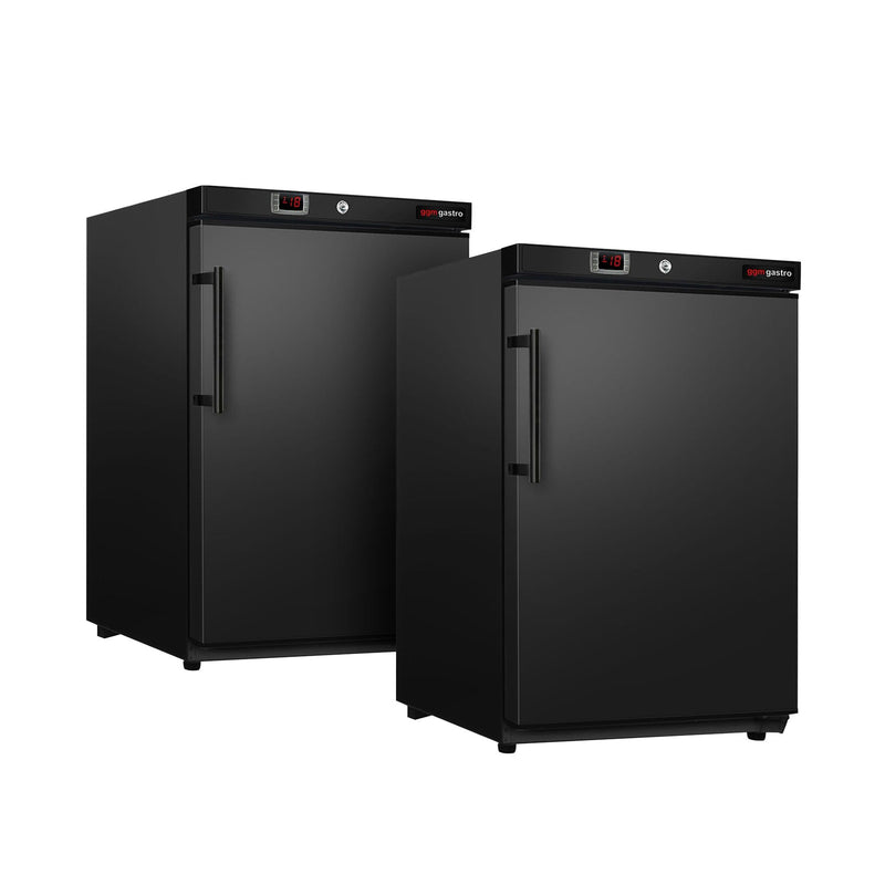 (2 sztuki) Mini zamrażarka magazynowa ECO – 200 litrów – z 1 drzwiami – wnętrze drzwi z tworzywa sztucznego – czarna