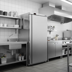 Zamrażarka magazynowa ze stali nierdzewnej ECO – 600 litrów – z 1 drzwiami i 11 koszami – wnętrze drzwi z tworzywa sztucznego