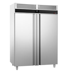 Szafa mroźnicza ze stali nierdzewnej PREMIUM - GN 2/1 - 1400L - 1400x810mm - 2 drzwi - chłodzenie wentylowane; samozamykające drzwi