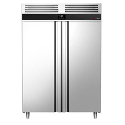 Szafa mroźnicza ze stali nierdzewnej PREMIUM - GN 2/1 - 1400L - 1400x810mm - 2 drzwi - chłodzenie wentylowane; samozamykające drzwi