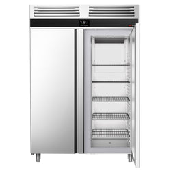 Szafa mroźnicza ze stali nierdzewnej PREMIUM - GN 2/1 - 1400L - 1400x810mm - 2 drzwi - chłodzenie wentylowane; samozamykające drzwi