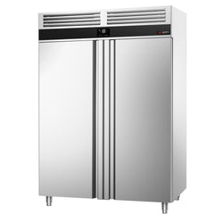 Szafa mroźnicza ze stali nierdzewnej PREMIUM - GN 2/1 - 1400L - 1400x810mm - 2 drzwi - chłodzenie wentylowane; samozamykające drzwi