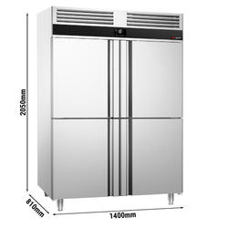 Commercial Upright Freezer Stainless steel PREMIUM - GN 2/1 - 1400L - with 4 half doors