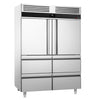 Commercial Upright Freezer Stainless steel PREMIUM - GN 2/1 - 1400L - with 2 half doors & 4 drawers