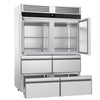 Commercial Upright Freezer Stainless steel PREMIUM - GN 2/1 - 1400L - with 2 half doors & 4 drawers
