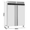 Commercial Upright Freezer Stainless steel ECO - GN 2/1 - 1400L - with 2 doors & Rails & support grids - On castors
