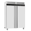 Commercial Upright Freezer Stainless steel ECO - GN 2/1 - 1400L - with 2 doors & Rails & support grids - On castors
