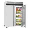 Commercial Upright Freezer Stainless steel ECO - GN 2/1 - 1400L - with 2 doors & Rails & support grids - On castors
