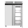 Commercial Upright Freezer Stainless steel ECO - GN 2/1 - 1400L - with 2 doors & Rails & support grids - On castors