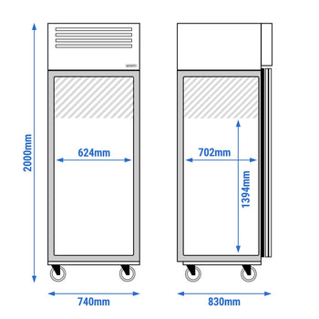 Zamrażarka ze stali nierdzewnej ECO - GN 2/1 - 700 litrów - z 1 drzwiami - Prime Gastro