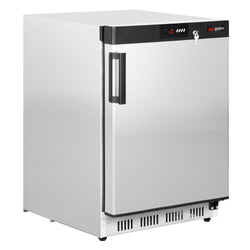 Mini chłodziarka magazynowa ze stali nierdzewnej PREMIUM – 200 litrów – z 1 drzwiami – wnętrze drzwi z tworzywa sztucznego