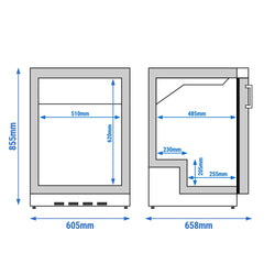 Mini chłodziarka magazynowa ze stali nierdzewnej PREMIUM – 200 litrów – z 1 drzwiami – wnętrze drzwi z tworzywa sztucznego