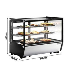 Witryna chłodnicza stołowa - 160 litrów - 880 mm - kwadratowa - z 2 półkami