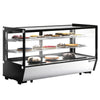 Countertop display fridge - 200L - 1220mm - Double glazing - square - with 2 adjustable chrome shelves - rear sliding glass doors