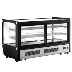 Countertop display fridge - 200L - 1220mm - Double glazing - square - with 2 adjustable chrome shelves - rear sliding glass doors