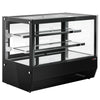 Countertop display fridge - 120L - 700mm - Double glazing - square - with 2 glass shelves - rear sliding glass doors - Black