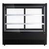 Countertop display fridge - 120L - 700mm - Double glazing - square - with 2 glass shelves - rear sliding glass doors - Black