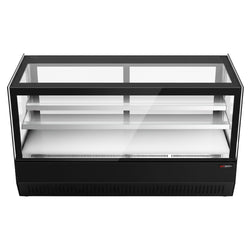 Witryna chłodnicza stołowa - 160 litrów - 900 mm - z 2 szklanymi półkami - kwadratowa - czarna