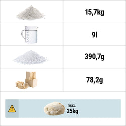 Miesiarka do ciasta / maszyna do wyrabiania ciasta – 50 litrów / 25 kg – ze stałą dzieżą – 400 V
