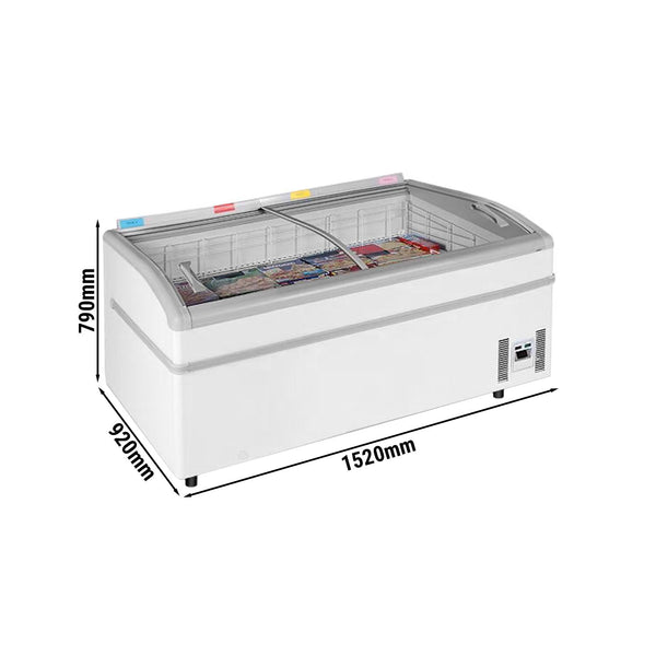 Wyspa chłodnicza & mroźnicza - 1520x920 mm - 400 litrów - przesuwana szklana pokrywa
