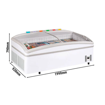 Wyspa chłodnicza & mroźnicza - 1990x920mm - 470 litrów - przesuwana szklana pokrywa - Prime Gastro