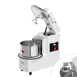 Miesiarka spiralna do ciasta - 22L / 18kg - z wyjmowaną dzieżą - z podnoszoną głowicą - do ciast ciężkich - 400V