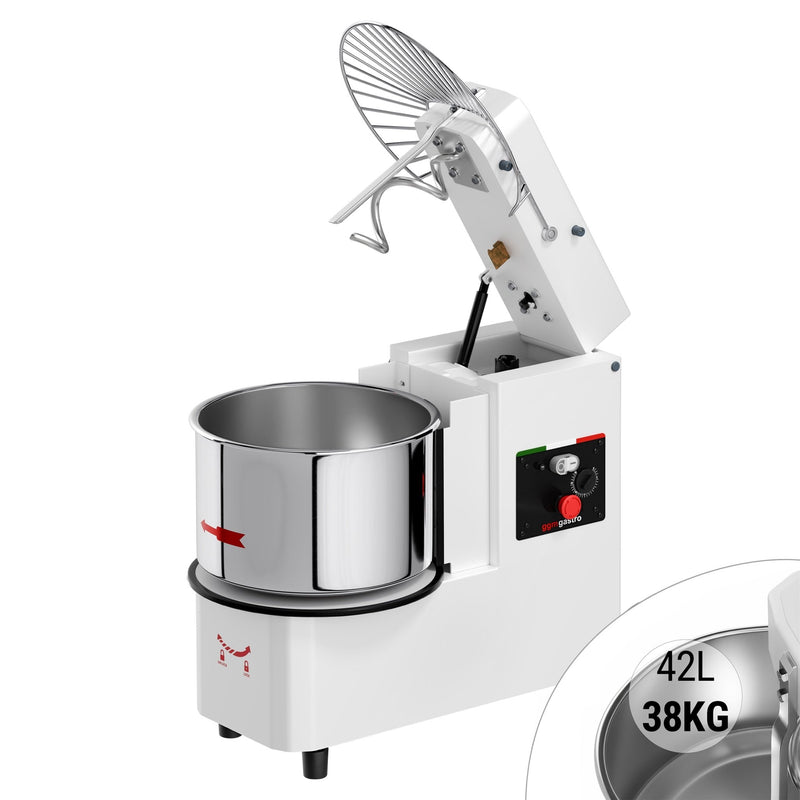 Miesiarka spiralna do ciasta - 42L / 38kg - z wyjmowaną dzieżą - z timerem - z podnoszoną głowicą - do ciast ciężkich - 400V