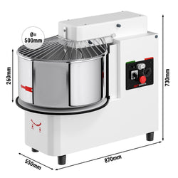 Miesiarka spiralna do ciasta - 53L / 44kg - 2 prędkości - z wyjmowaną dzieżą - z timerem - z podnoszoną głowicą - 400V