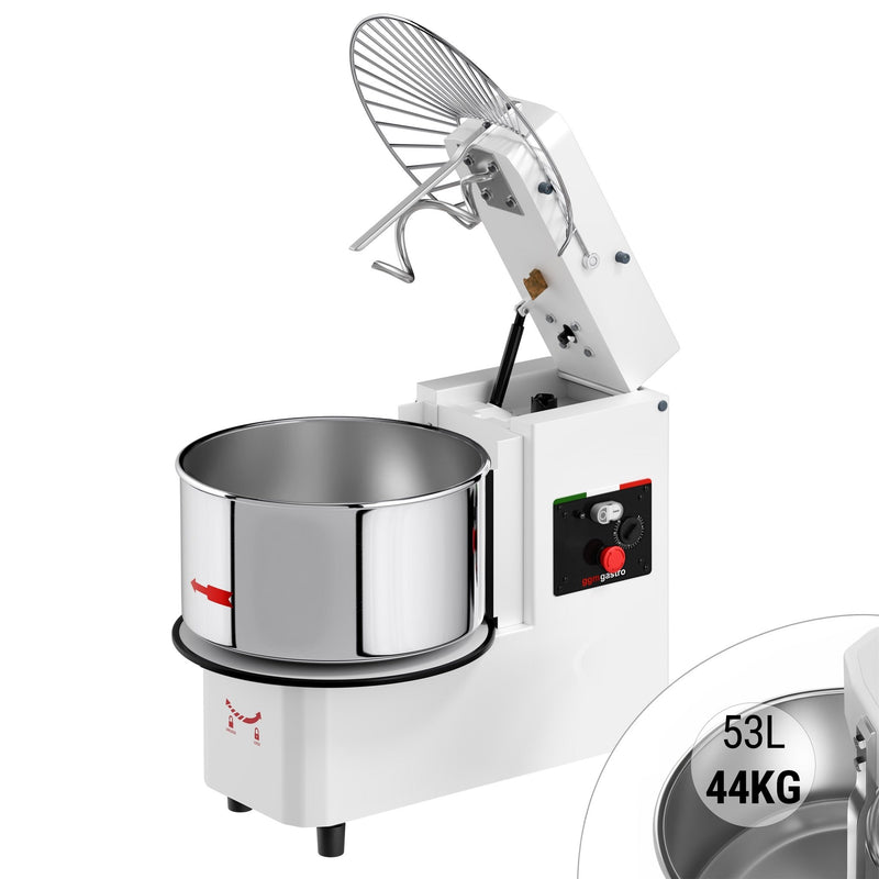 Miesiarka spiralna do ciasta - 53L / 44kg - z wyjmowaną dzieżą - z timerem - z podnoszoną głowicą - do ciast ciężkich - 400V