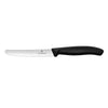VICTORINOX | Swiss Classic Tomato Knife – Serrated Blade - 115 mm - Black Handle