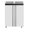 Commercial Upright Freezer Stainless steel ECO - 1200L - with 2 doors & Support grids & Stainless steel rails - On castors