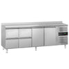 Stół chłodniczy ECO – 2230 x 700 mm – z 2 drzwiami – 4 szufladami – z obrzeżem