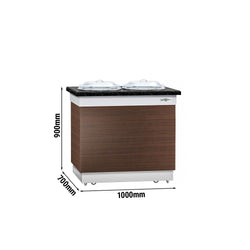 Dozownik talerzy DUBLIN - 700 mm - podgrzewany - na kółkach - 100 talerzy - blat roboczy kuchenny z czarnego granitu