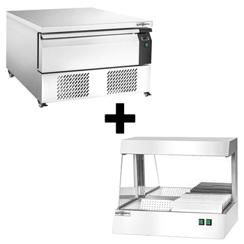 Kombinacja podstawy mroźniczej/chłodniczej -22 ~ +8°C - 905 mm - 1 szuflada - włącznie z podgrzewaczem do chipsów - Prime Gastro