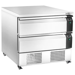 Commercial Undercounter Fridge Freezer - 900mm - 2 Drawer - 2x GN 1/1 - incl. Chip Scuttle