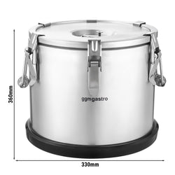 Edelstahl Thermotransportbehälter - 20 Liter - Höhe 360mm - mit Gummiboden