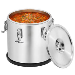 Edelstahl Thermotransportbehälter - 20 Liter - Höhe 360mm - mit Gummiboden