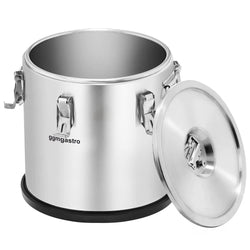 Edelstahl Thermotransportbehälter - 20 Liter - Höhe 360mm - mit Gummiboden