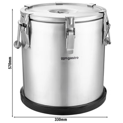 Edelstahl Thermotransportbehälter - 35 Liter - Höhe 570mm - mit Gummiboden