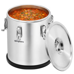 Edelstahl Thermotransportbehälter - 35 Liter - Höhe 570mm - mit Gummiboden