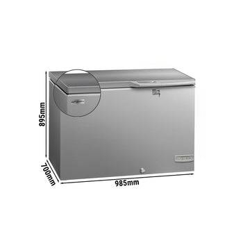 Zamrażarka skrzyniowa - 985 mm - 236 litrów - pokrywa ze stali nierdzewnej - włącznie ze ścianką działową - Prime Gastro